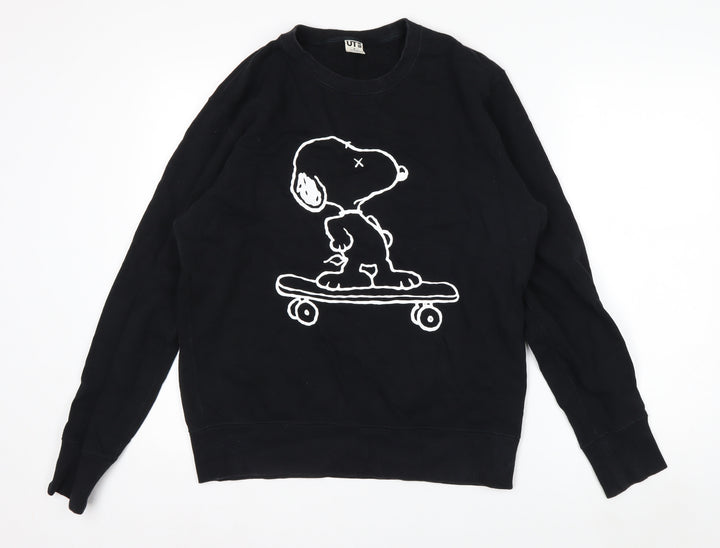 Uniqlo KAWS x Peanuts Mens Black M Pullover Sweatshirt Snoopy Graphic