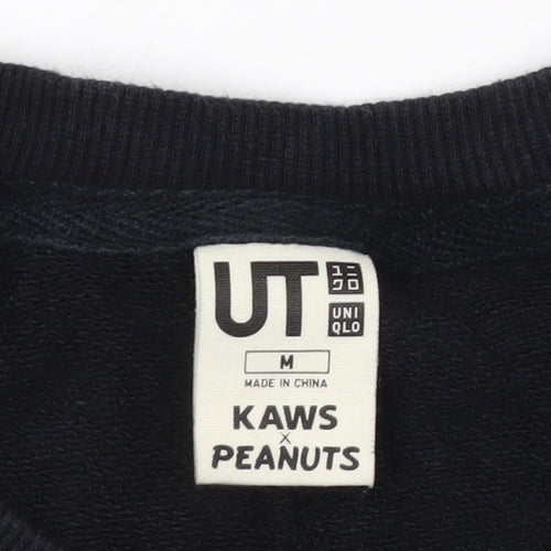 Uniqlo KAWS x Peanuts Mens Black M Pullover Sweatshirt Snoopy Graphic