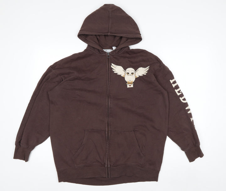 H&M Teens Brown Hedwig Graphic Full Zip Hoodie Size 164