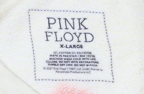 Pink Floyd Mens Beige XL Pullover Tie Dye Graphic Sweatshirt