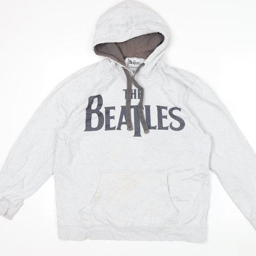 George Men's Grey The Beatles Pullover Hoodie Medium Cotton Fleece