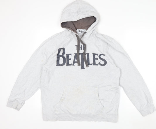 George Men's Grey The Beatles Pullover Hoodie Medium Cotton Fleece