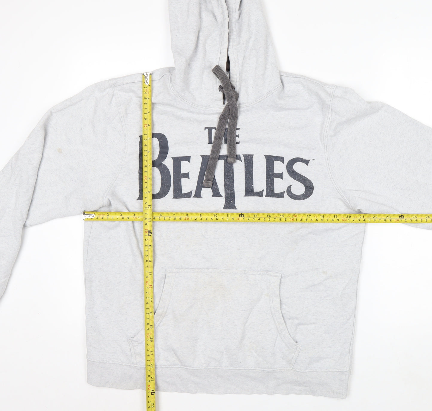 George Men's Grey The Beatles Pullover Hoodie Medium Cotton Fleece