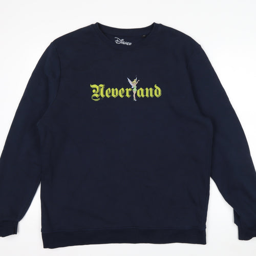 Disney Women’s Navy Neverland Sweatshirt XL Cotton Blend Crew Neck