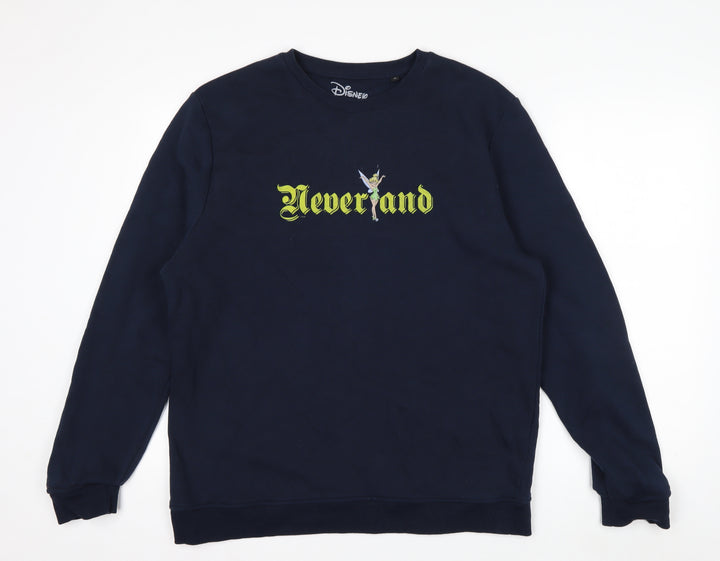 Disney Women’s Navy Neverland Sweatshirt XL Cotton Blend Crew Neck