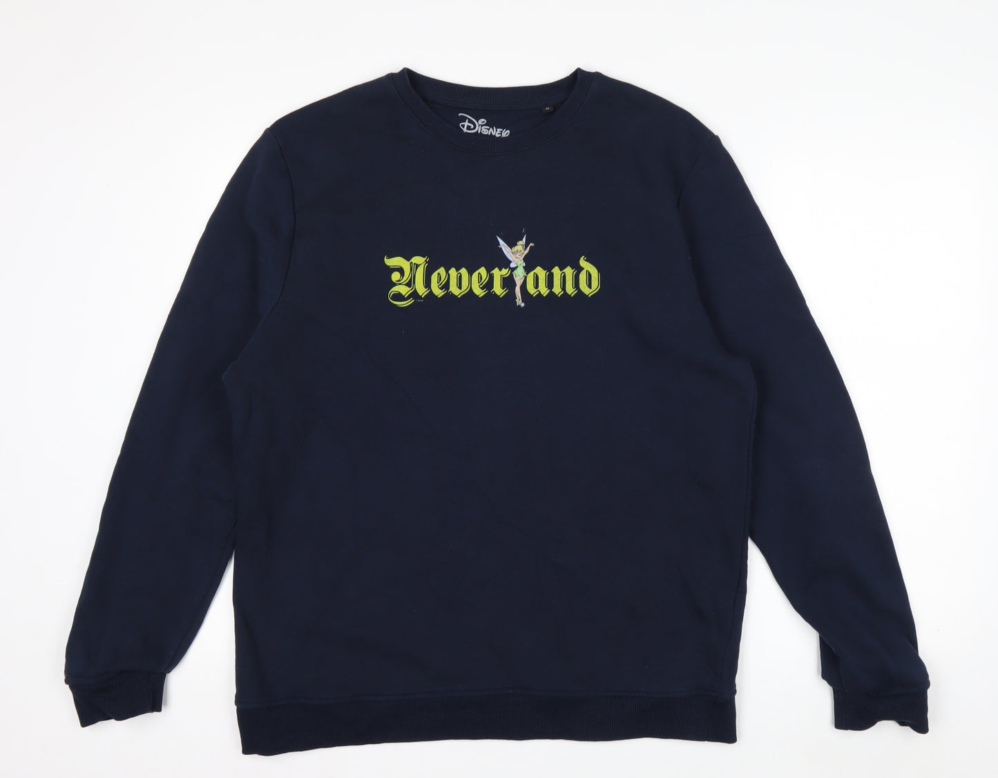 Disney Women’s Navy Neverland Sweatshirt XL Cotton Blend Crew Neck