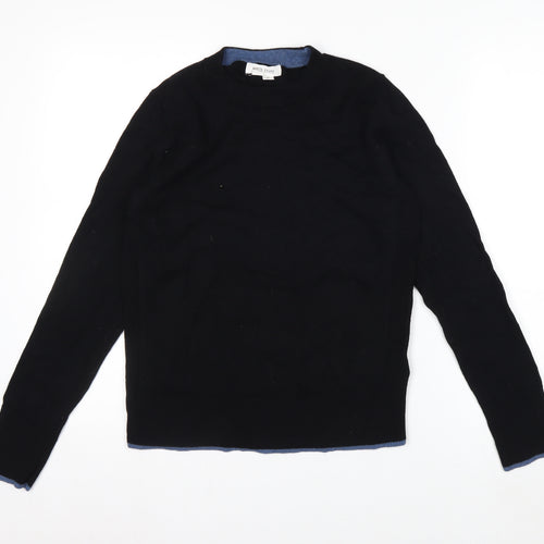 White Stuff Women's Black Merino Cotton Crew Neck Jumper Size 8