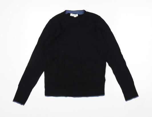 White Stuff Women's Black Merino Cotton Crew Neck Jumper Size 8