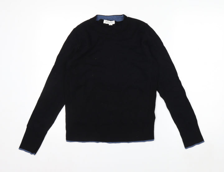 White Stuff Women's Black Merino Cotton Crew Neck Jumper Size 8