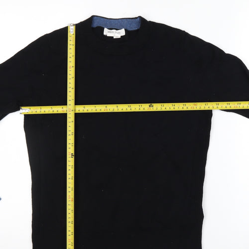 White Stuff Women's Black Merino Cotton Crew Neck Jumper Size 8