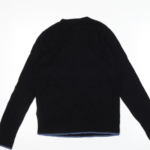 White Stuff Women's Black Merino Cotton Crew Neck Jumper Size 8