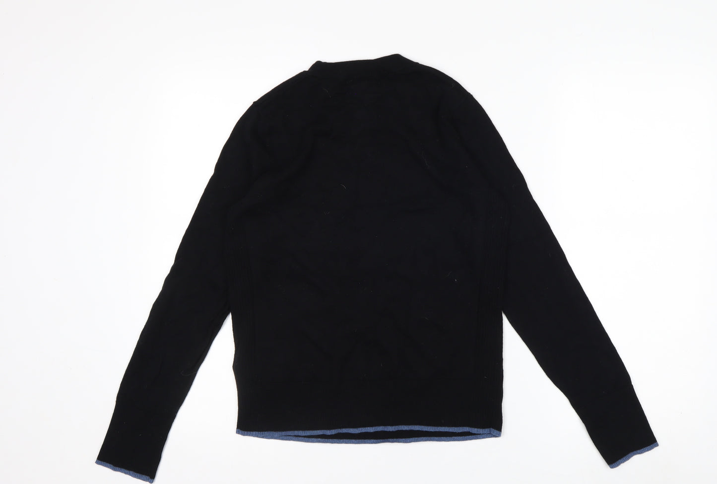 White Stuff Women's Black Merino Cotton Crew Neck Jumper Size 8