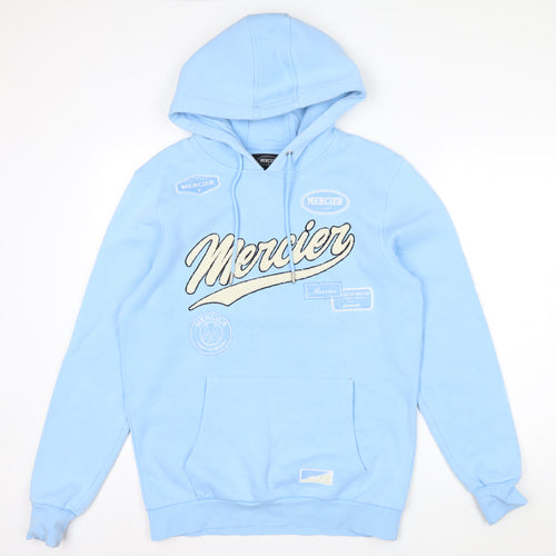 Mercier Men's Blue Pullover Hoodie M Embroidered Logo Fleece