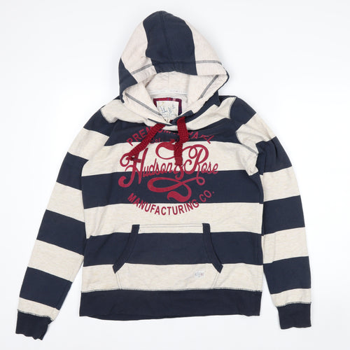 New Look Hudson & Rose Beige Blue Stripe Hooded Pullover 10 Women’s Hoodie