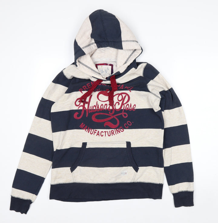 New Look Hudson & Rose Beige Blue Stripe Hooded Pullover 10 Women’s Hoodie