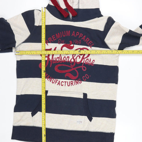 New Look Hudson & Rose Beige Blue Stripe Hooded Pullover 10 Women’s Hoodie