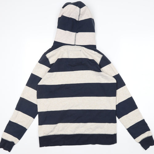 New Look Hudson & Rose Beige Blue Stripe Hooded Pullover 10 Women’s Hoodie