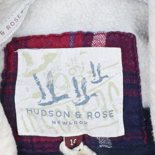 New Look Hudson & Rose Beige Blue Stripe Hooded Pullover 10 Women’s Hoodie