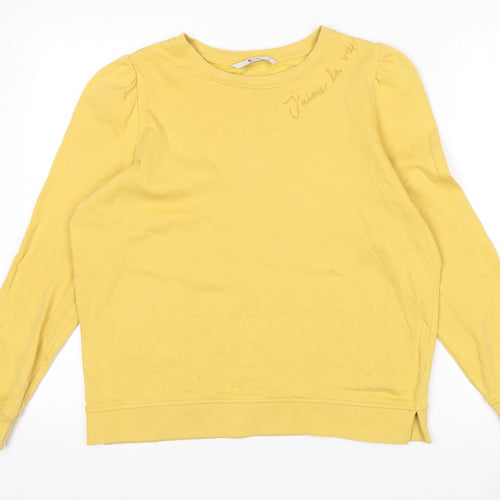 Tu Woman Yellow Cotton Crew Neck Long Sleeve Pullover Sweatshirt Size 12