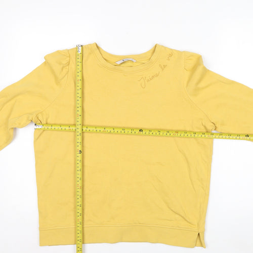 Tu Woman Yellow Cotton Crew Neck Long Sleeve Pullover Sweatshirt Size 12