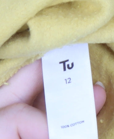 Tu Woman Yellow Cotton Crew Neck Long Sleeve Pullover Sweatshirt Size 12