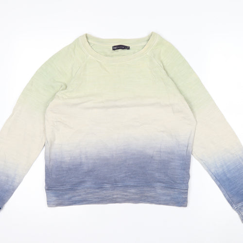 Marks and Spencer Womens Blue Ombre Cotton Pullover Sweatshirt Size 10