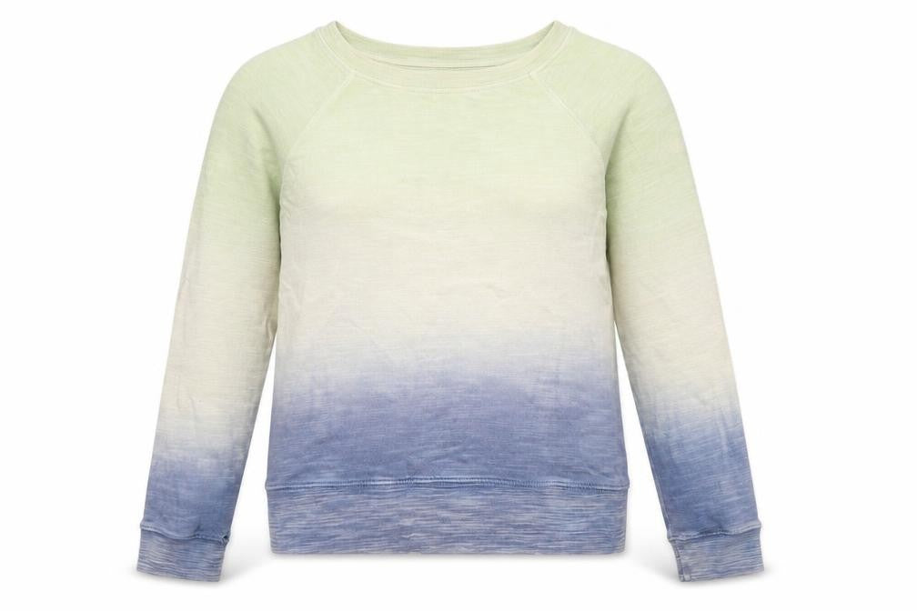 Front view of Marks & Spencer women’s blue ombre cotton pullover sweatshirt, size UK 10