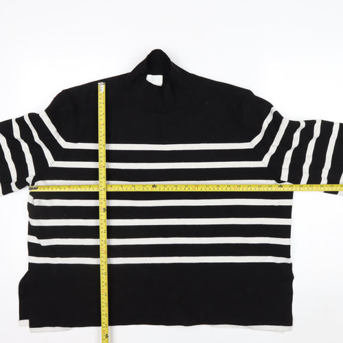 H&M Women’s Black White Striped Mock Neck Long Sleeve Jumper Size 18