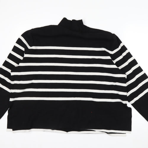 H&M Women’s Black White Striped Mock Neck Long Sleeve Jumper Size 18