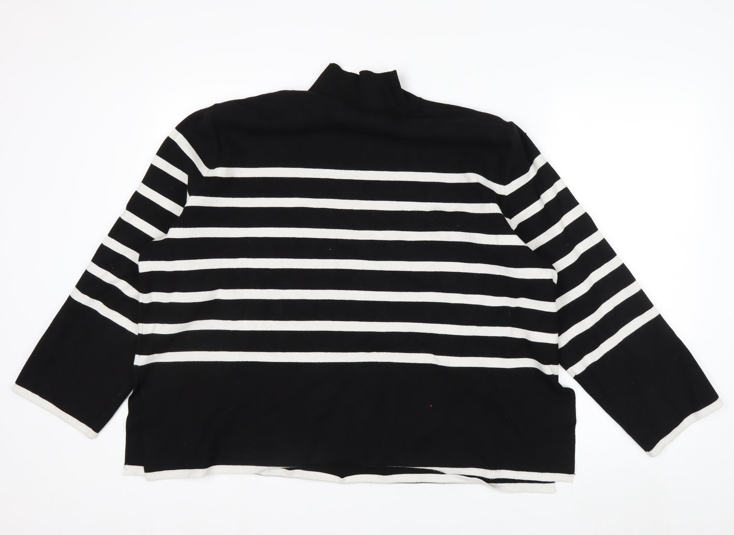 H&M Women’s Black White Striped Mock Neck Long Sleeve Jumper Size 18