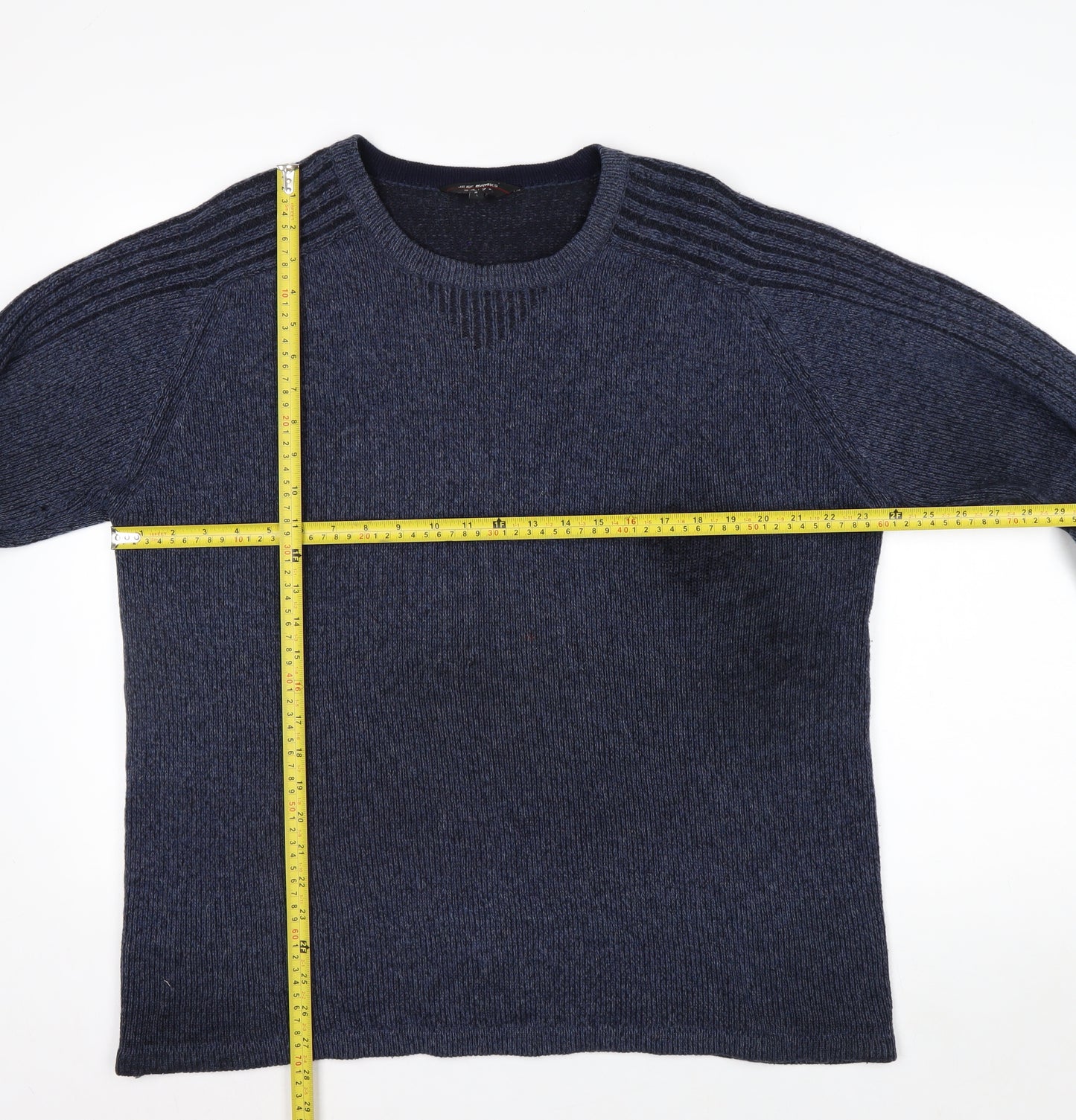 Jeff Banks Women Blue Wool Blend Crew Neck Pullover Jumper L