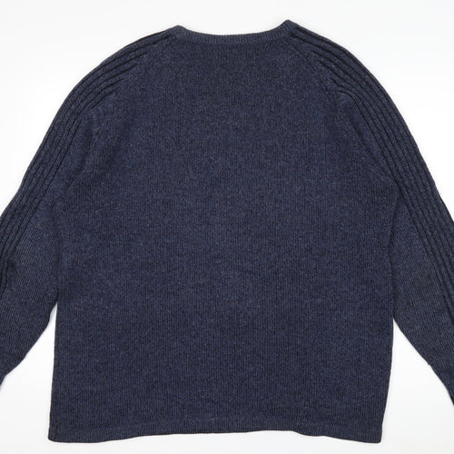 Jeff Banks Women Blue Wool Blend Crew Neck Pullover Jumper L