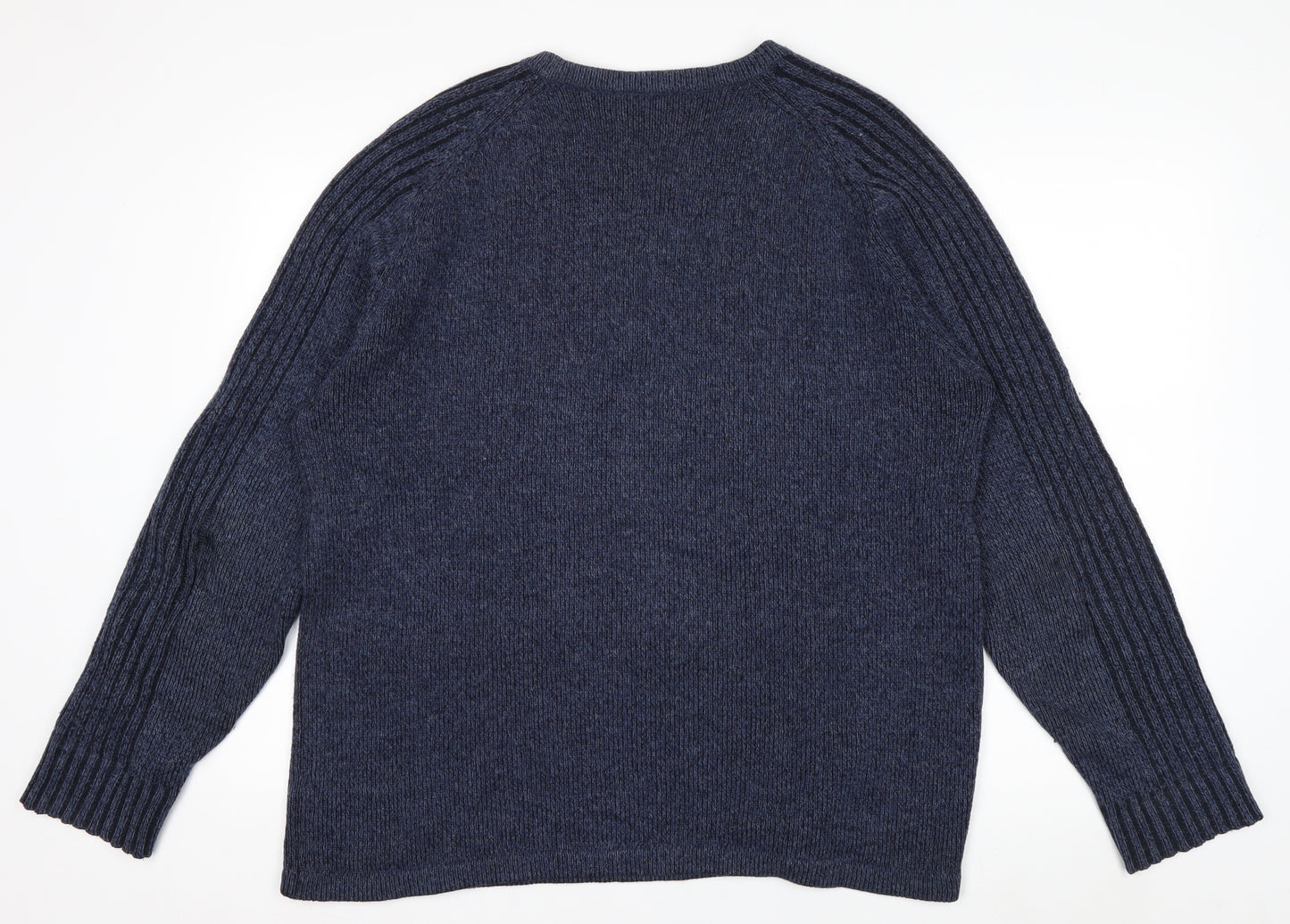 Jeff Banks Women Blue Wool Blend Crew Neck Pullover Jumper L