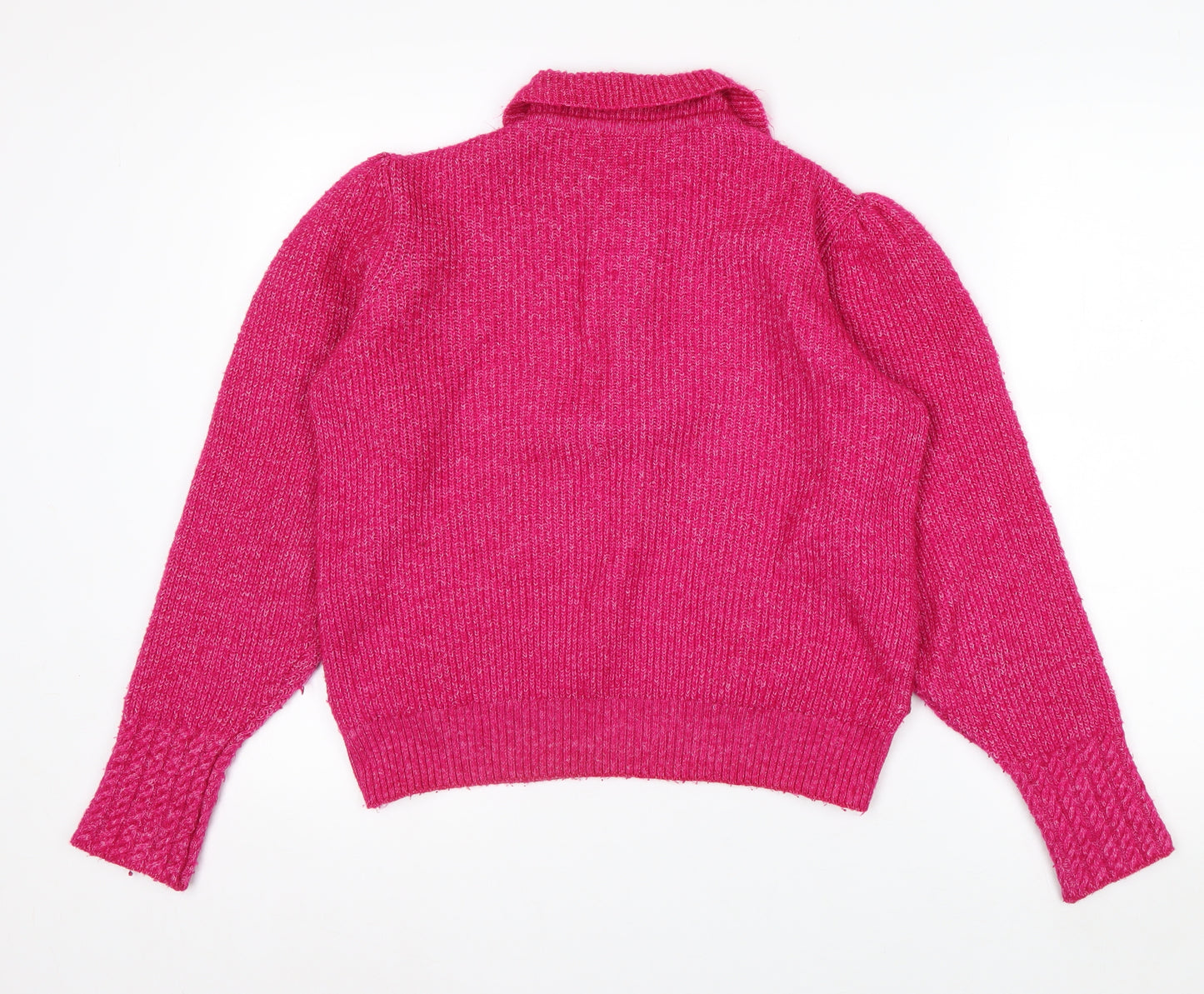 Next Womens Pink Collared Henley Knit Jumper Size M UK 12