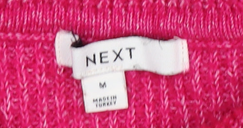Next Womens Pink Collared Henley Knit Jumper Size M UK 12
