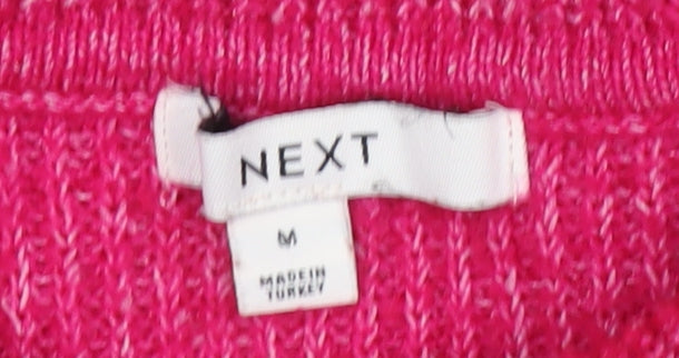 Next Womens Pink Collared Henley Knit Jumper Size M UK 12