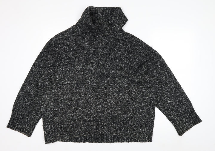 H&M Women’s Black Roll Neck Long Sleeve Wool Blend Jumper Size S