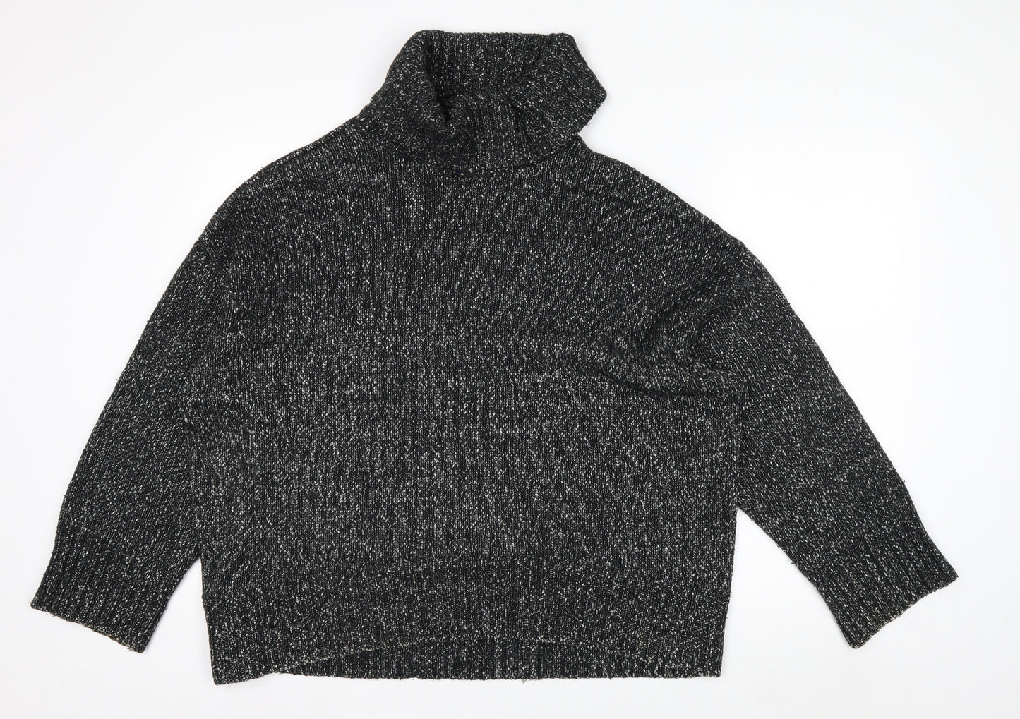 H&M Women’s Black Roll Neck Long Sleeve Wool Blend Jumper Size S