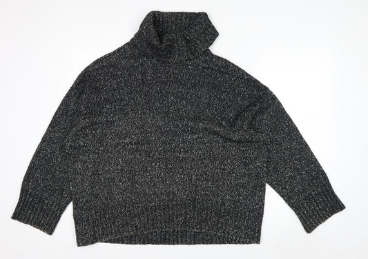 H&M Women’s Black Roll Neck Long Sleeve Wool Blend Jumper Size S
