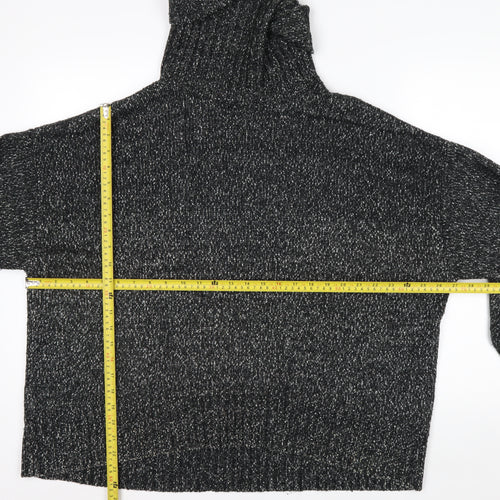 H&M Women’s Black Roll Neck Long Sleeve Wool Blend Jumper Size S