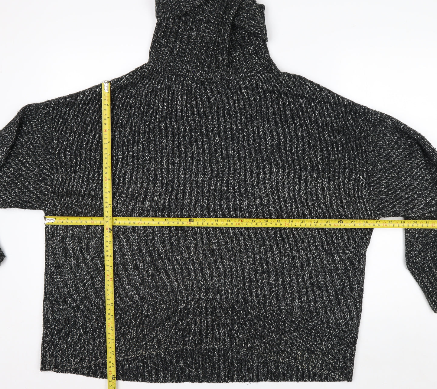 H&M Women’s Black Roll Neck Long Sleeve Wool Blend Jumper Size S