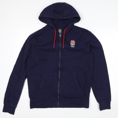 England Rugby Men's Blue Full Zip Hoodie Size M Embroidered Logo