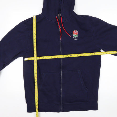 England Rugby Men's Blue Full Zip Hoodie Size M Embroidered Logo