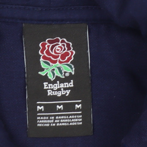 England Rugby Men's Blue Full Zip Hoodie Size M Embroidered Logo