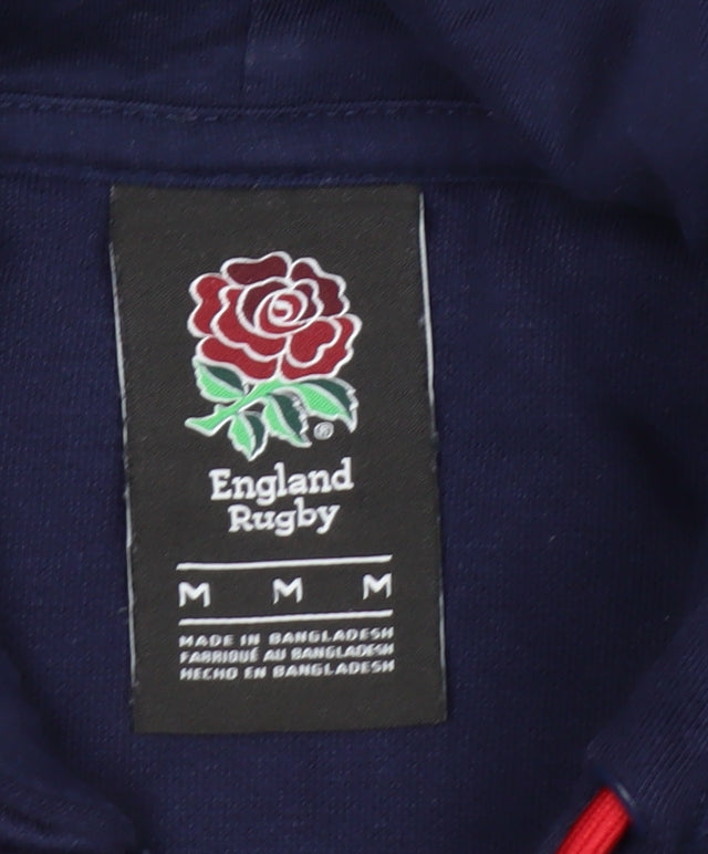 England Rugby Men's Blue Full Zip Hoodie Size M Embroidered Logo