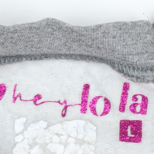 Hey Lola Womens Grey Cherry Graphic Pullover Sweatshirt L