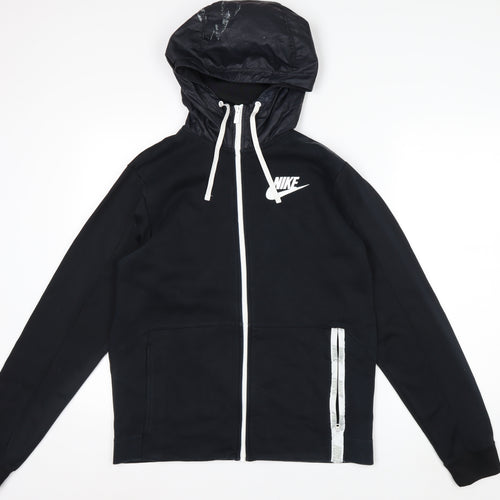 Nike Men's Black Full Zip Hoodie Size M Sportswear Cotton Blend