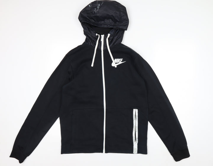 Nike Men's Black Full Zip Hoodie Size M Sportswear Cotton Blend