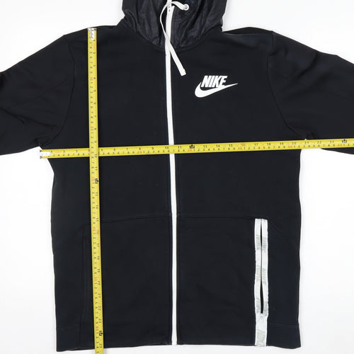 Nike Men's Black Full Zip Hoodie Size M Sportswear Cotton Blend