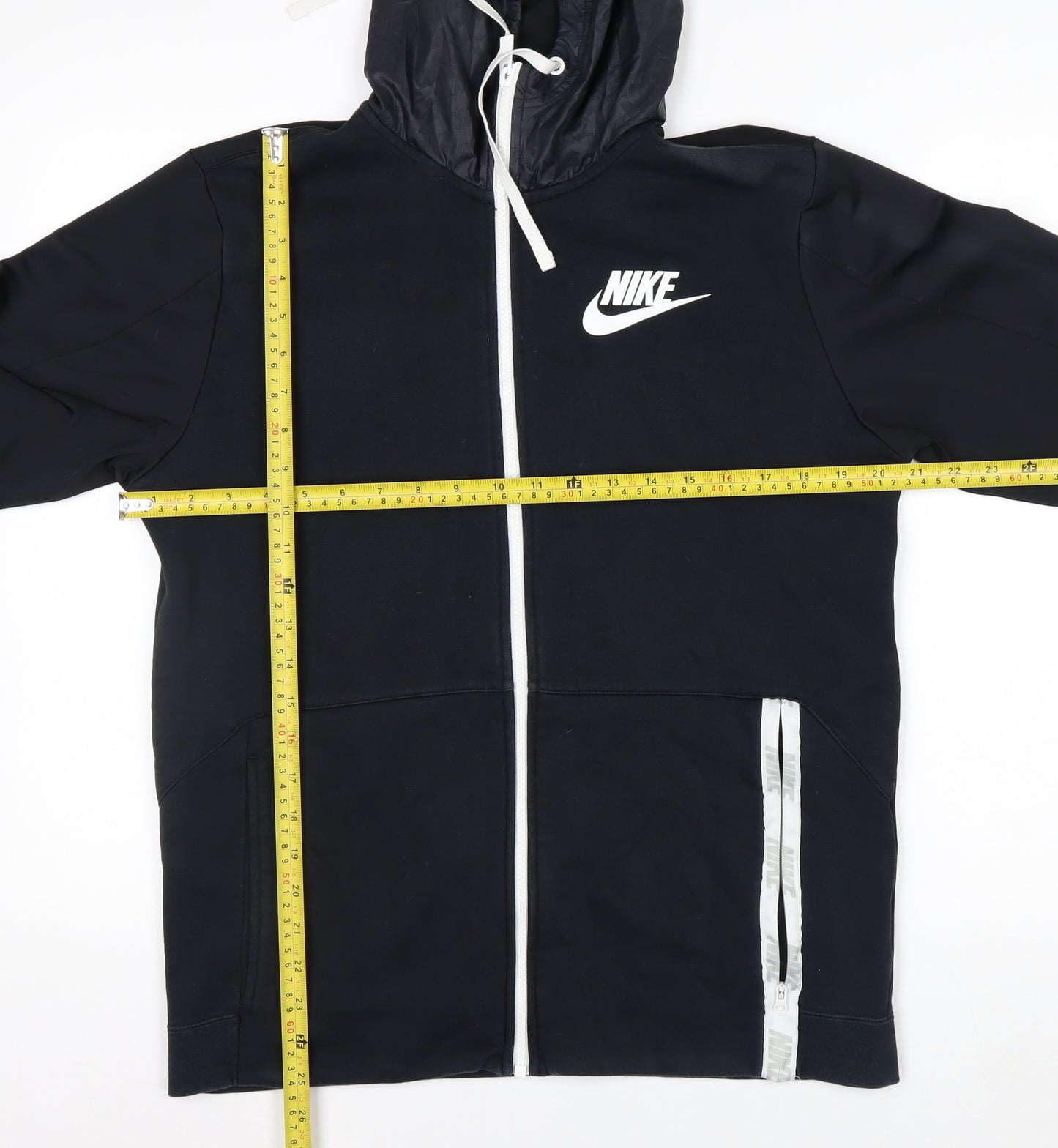 Nike Men's Black Full Zip Hoodie Size M Sportswear Cotton Blend